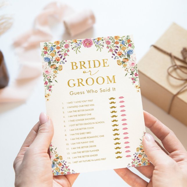 Bride or Groom Wildflower Bridal Shower Game Card (Creator Uploaded)