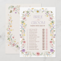 Bride or Groom Wildflower Bridal Shower Game Card