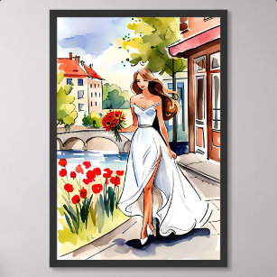 Bride Painting Radiating Pure Joy and Smile Beauty Poster
