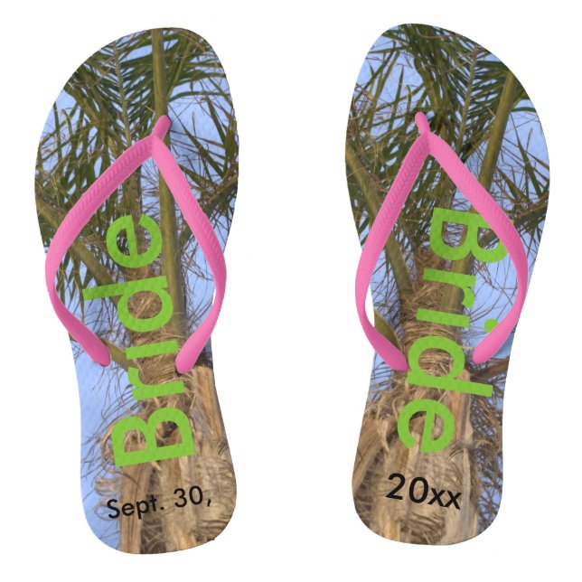 Bride Palm Trees Blue Sky Jandals (Footbed)