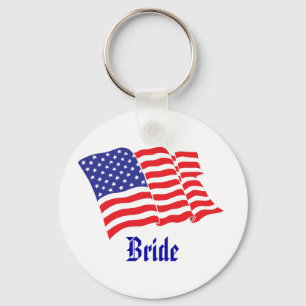 Bride Patriotic Wedding Key Ring