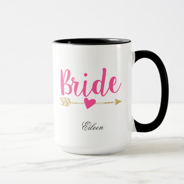 Bride Personalised Hot Pink Mug (Right)