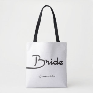 Bride, Personalised Name, Script Tote Bag