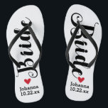 Bride Personalised Wedding Pick Your Colour Jandals<br><div class="desc">Walk in comfort on your wedding day with these personalised flip flops. These can be customised with a bride's name and wedding date. The background is white, however you can change the colour by clicking on Customise It. Because of the dark text, this design looks best with a light coloured...</div>