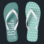 Bride Personalised Wedding Turquoise Flip Flops<br><div class="desc">Our custom bride flip flips are designed with fun in mind for the bride to be.  Create your custom flip flops to commemorate your wedding day.  Great for bridal showers,  bachelorette parties and beach weddings!</div>