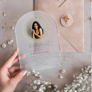 Bride Photo Baby's Breath Bridal Shower Invitation