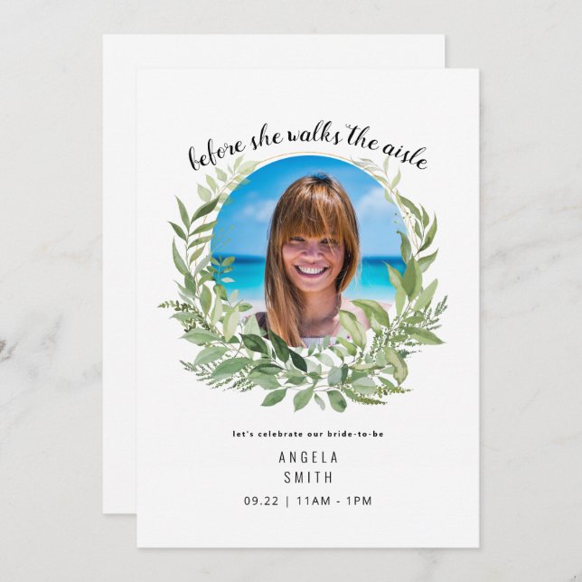 Bride Photo Before She Walks Bridal Shower II Invi Invitation (Front/Back)