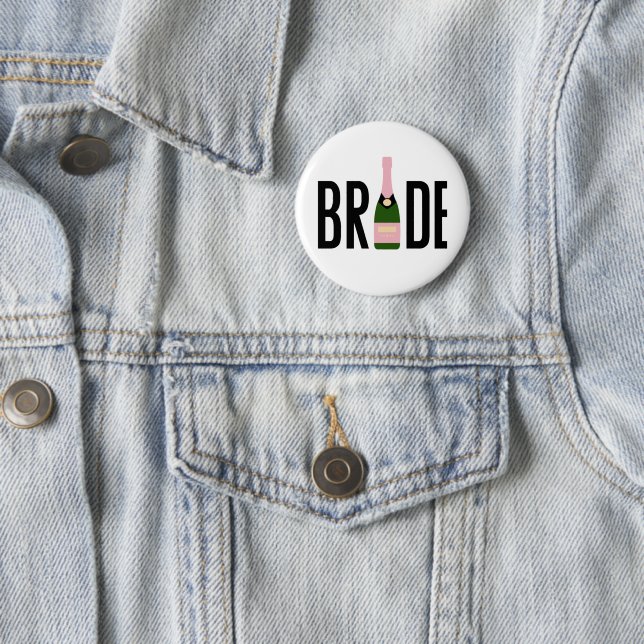 Bride Pink Champagne Bachelorette  6 Cm Round Badge (In Situ)