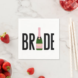 Bride Pink Champagne Bachelorette  Napkin