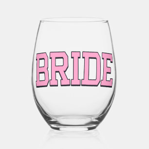 BRIDE – Pink College Font Bachelorette Glass