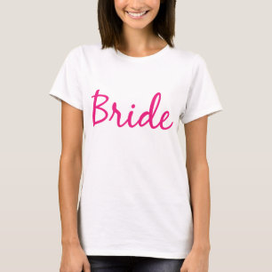 Bride Pink Cursive Printed Fitted Women's T-shirt