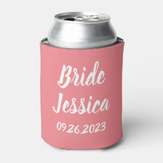 Bride Pink Elegant Script Gifts Stylish Weddings C Can Cooler