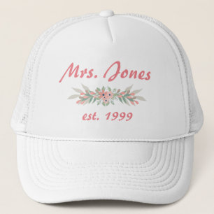 Bride Pink Floral Trucker Hat