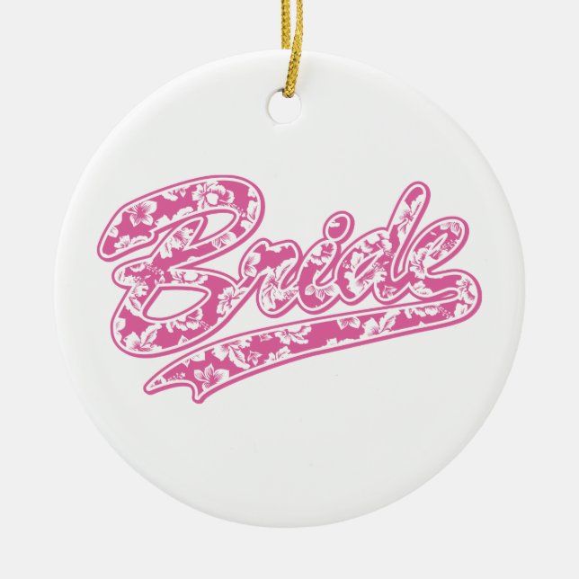 Bride Pink Hibiscus Ceramic Tree Decoration (Front)