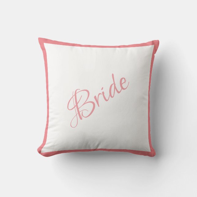 Bride Pink Script Chic Wedding Cushion (Front)