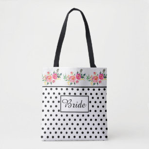 Bride polka dot tote bag
