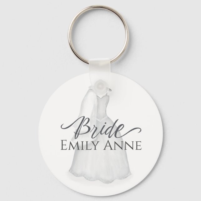 Bride Pretty Personalised Vintage Beautiful Custom Key Ring (Front)