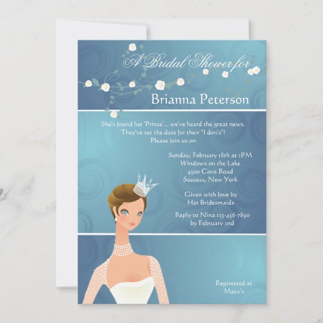 Bride Princess Bridal Shower Invitation (Front)