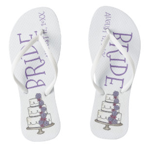 BRIDE Purple Wedding Floral Cake Bridal Shower Jandals