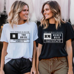 Bride Rating Bachelorette Party T-Shirt<br><div class="desc">Celebrate in style with this white and black Bride Rating bachelorette party t-shirt, featuring a fun movie-style rating for the bride to be! Perfect for the bride and her bridesmaids, this shirt adds a playful touch to the celebration. Personalise it to make the bride feel extra special and get the...</div>