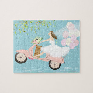 Bride Riding a Scooter Jigsaw Puzzle