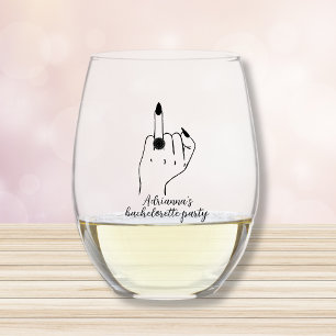 Bride Ring Finger Funny Bachelorette Stemless Wine Glass
