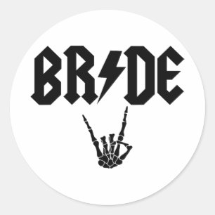 Bride Rock N Roll Skeleton Hand Halloween Bachelor Classic Round Sticker