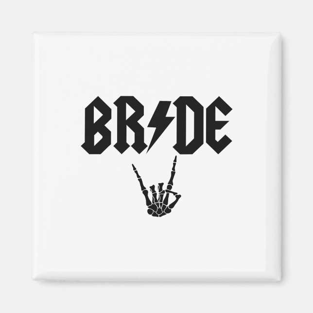 Bride Rock N Roll Skeleton Hand Halloween Bachelor Magnet (Front)