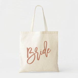 Bride Rose Gold Script Tote Bag