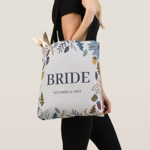 Bride rustic autumn leaves fall wedding tote bag