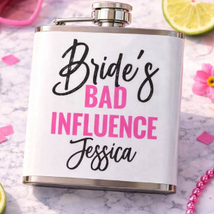 Bride’s Bad Influence Custom Bachelorette Party Hip Flask