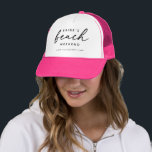 Bride’s Beach Weekend | Bachelorette Coastal Party Trucker Hat<br><div class="desc">Celebrate sunshine, friendship, and the bride-to-be with this “Bride’s Beach Weekend” hat - the perfect accessory for any coastal bachelorette getaway. Featuring clean black typography on a white front with a fun pop of colour, it adds a modern, coordinated look for group photos and daytime adventures. Customise with the bride’s...</div>