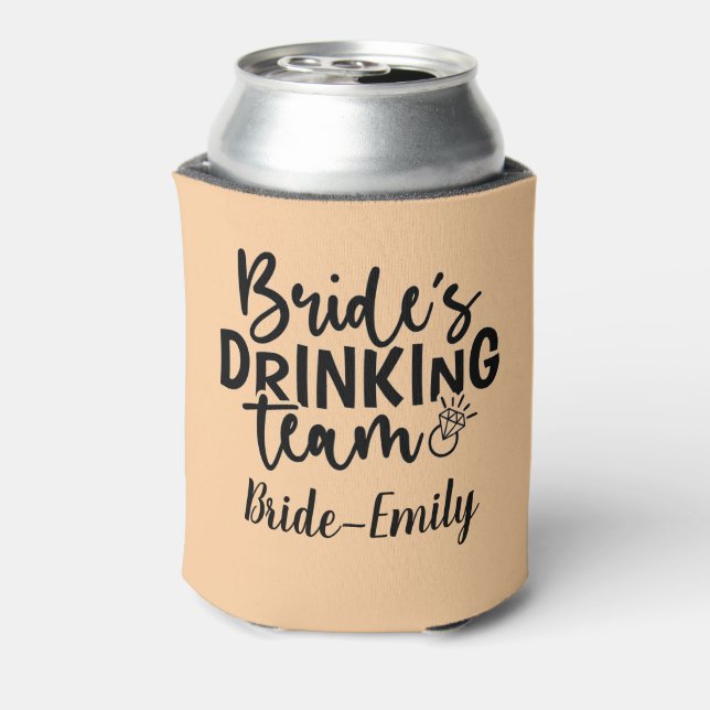 Bride’s Drinking Team Party Crew Statement Graphic Can Cooler (Can Back)