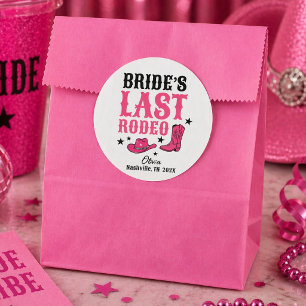 Bride’s Last Rodeo Western Bachelorette Favour Classic Round Sticker