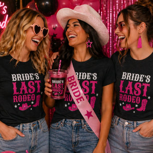 Bride’s Last Rodeo Western Bachelorette Party Pink T-Shirt