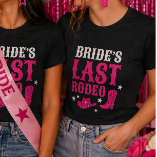 Bride’s Last Rodeo Western Bachelorette Party Pink T-Shirt