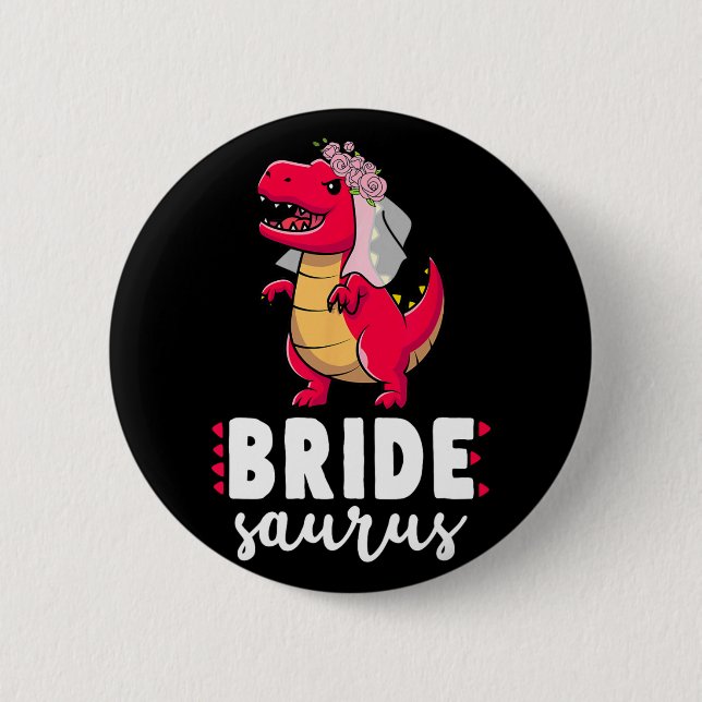 Bride Saurus Dinosaur Engagement Wedding Couples M 6 Cm Round Badge (Front)