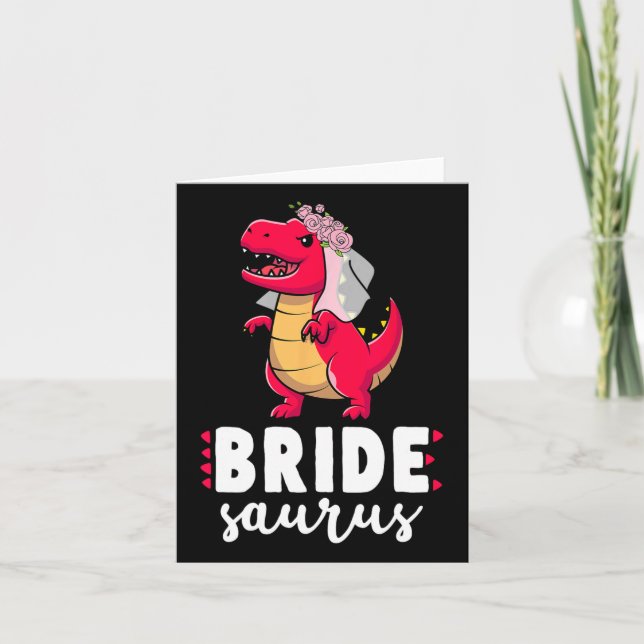 Bride Saurus Dinosaur Engagement Wedding Couples M Card (Front)