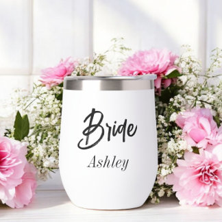 Bride Script Black White Wedding