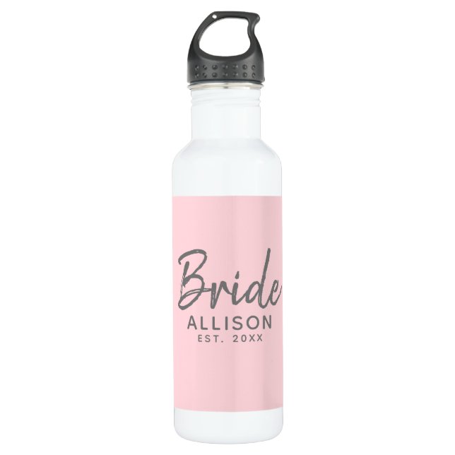 Bride Script Blush Pink Established Personalised  710 Ml Water Bottle (Front)