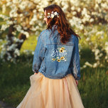 Bride Script Country Chic Watercolor Sunflowers Denim Jacket<br><div class="desc">Love blooms in the most unexpected ways! Our Bride script sunflower wedding denim jacket features our hand-painted love chic country style sunflowers. Designed to make heads turn on your special day. Whether you're a trendsetter bride or looking for the perfect gift for a sunflower enthusiast bride-to-be, this jacket is a...</div>