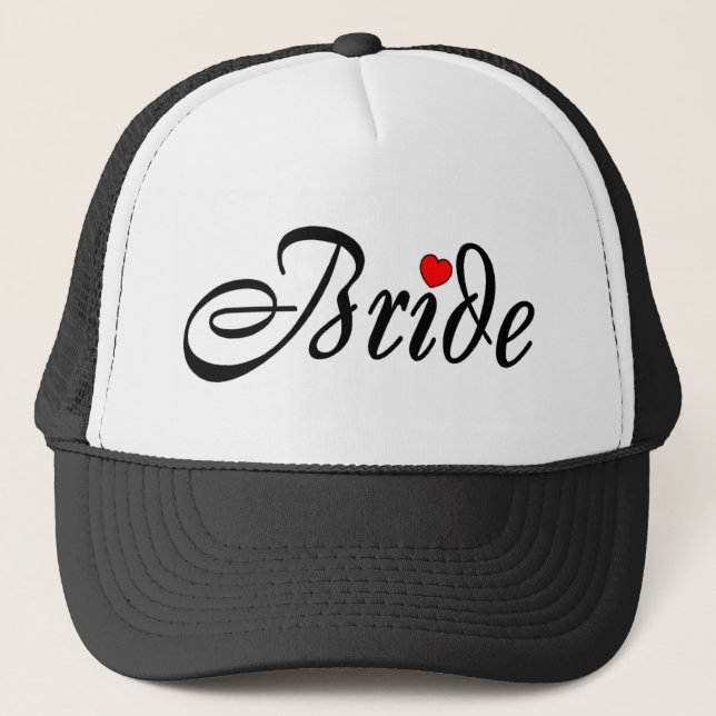 Bride (Script Red Hrt) Trucker Hat (Front)