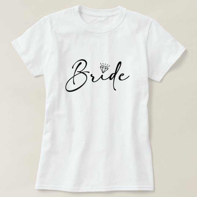 Bride Script Wedding Diamond  T-Shirt (Design Front)