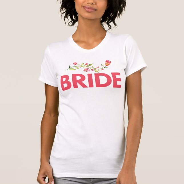 Bride Shirts With Beautiful Pink Flowers (Front)