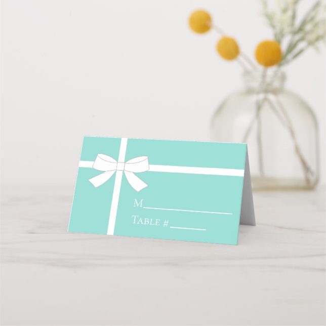 Bride Shower Bridal Teal Blue Tea Party Place Card (Front)