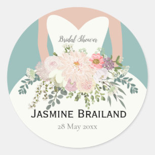 Bride silhouette bridal shower classic round sticker