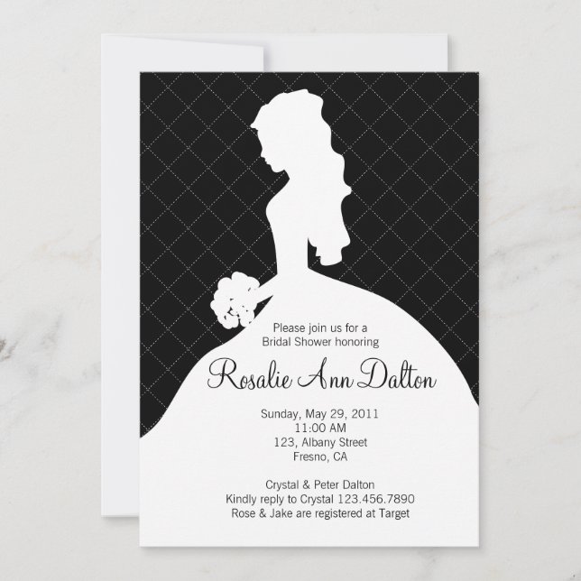 Bride Silhouette - Bridal Shower Invitaion (Black) Invitation (Front)
