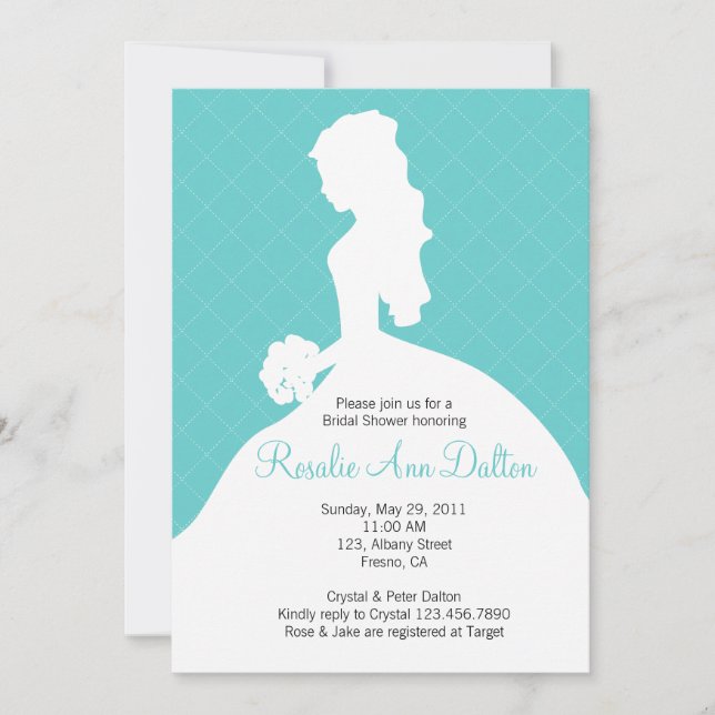 Bride Silhouette - Bridal Shower Invitaion (Teal) Invitation (Front)