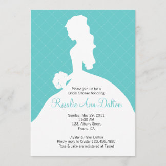 Bride Silhouette - Bridal Shower Invitaion (Teal) Invitation