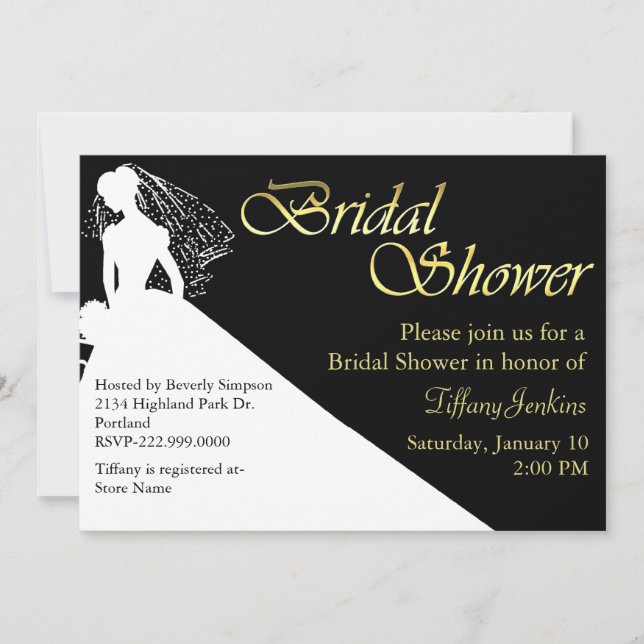 Bride Silhouette Bridal Shower Invitation (Front)